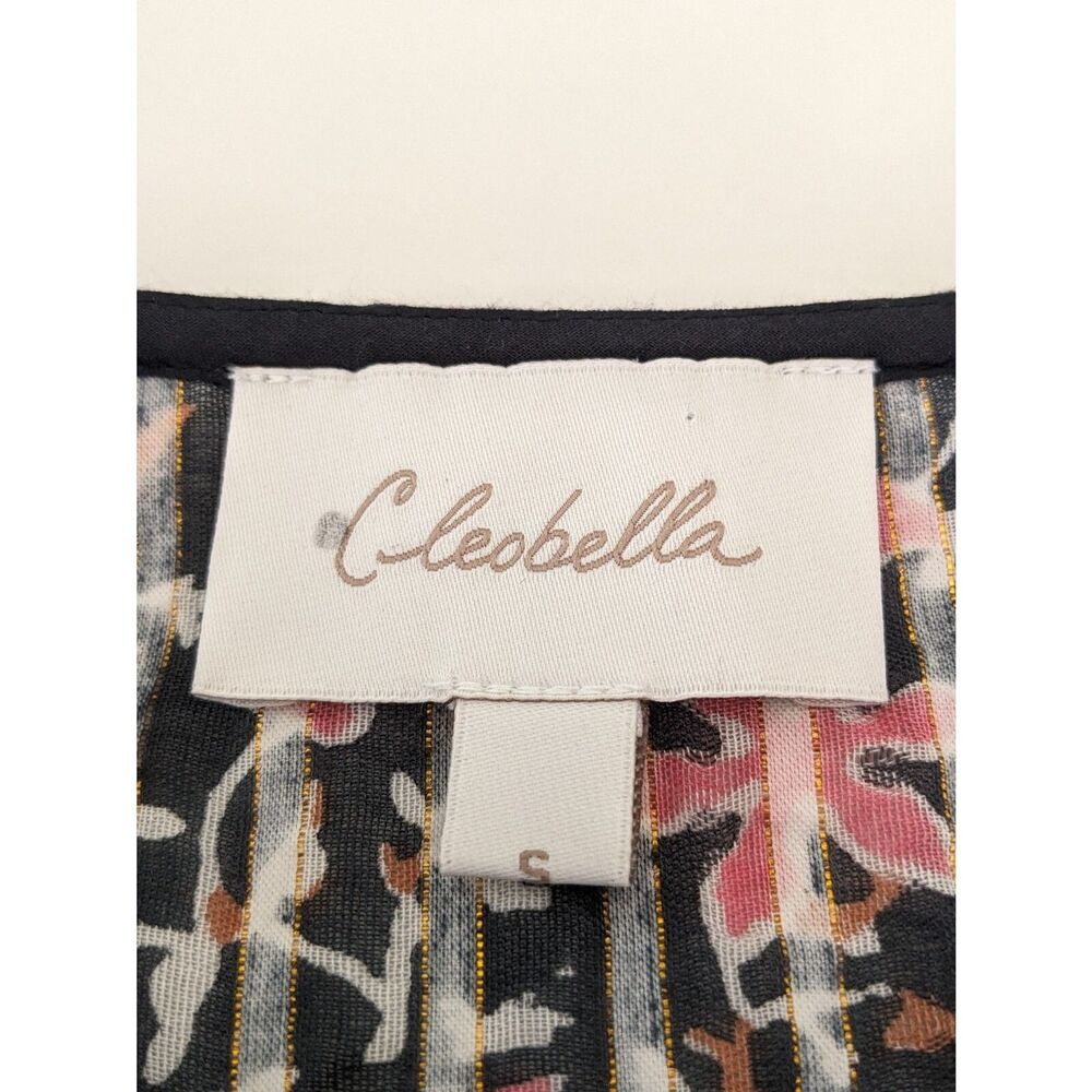 Clobella Brynlee Blouse NWOT Size Small S Black Pink Floral Fan Print Top Sm - Picture 6 of 9